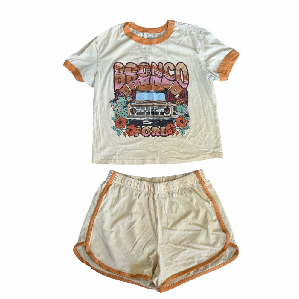 Ford Pajama Set with Orange and Cream Accents